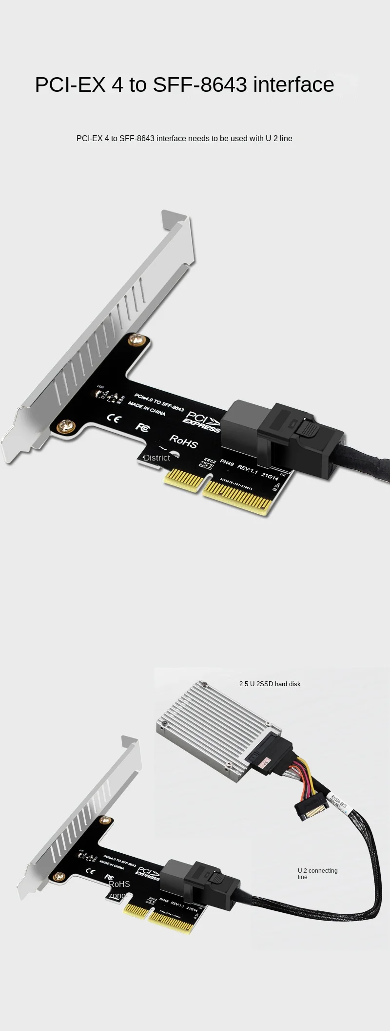 x16 riser adaptador cartão de porta u.2