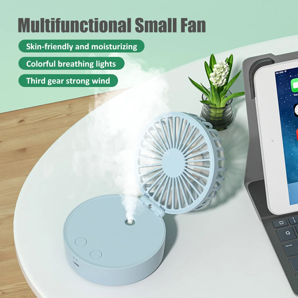 

Mini USB Fan Portable Handheld &amp Neck Fan Rechargeable Nanao Spray Hydrate and Cool Down Humidifier Wireless Fan