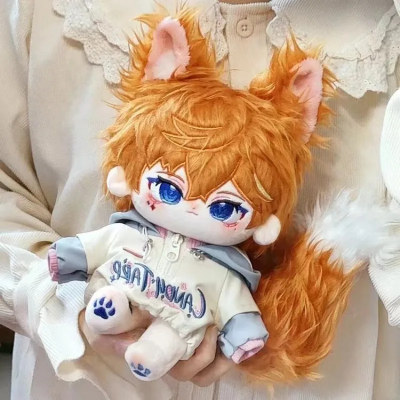 

20CM Game Anime Genshin Impact Cosplay Fatui Tartaglia Childe Cute Adorable Hoodies Dress Up Tail Ear Doll Clothing Plush Gifts