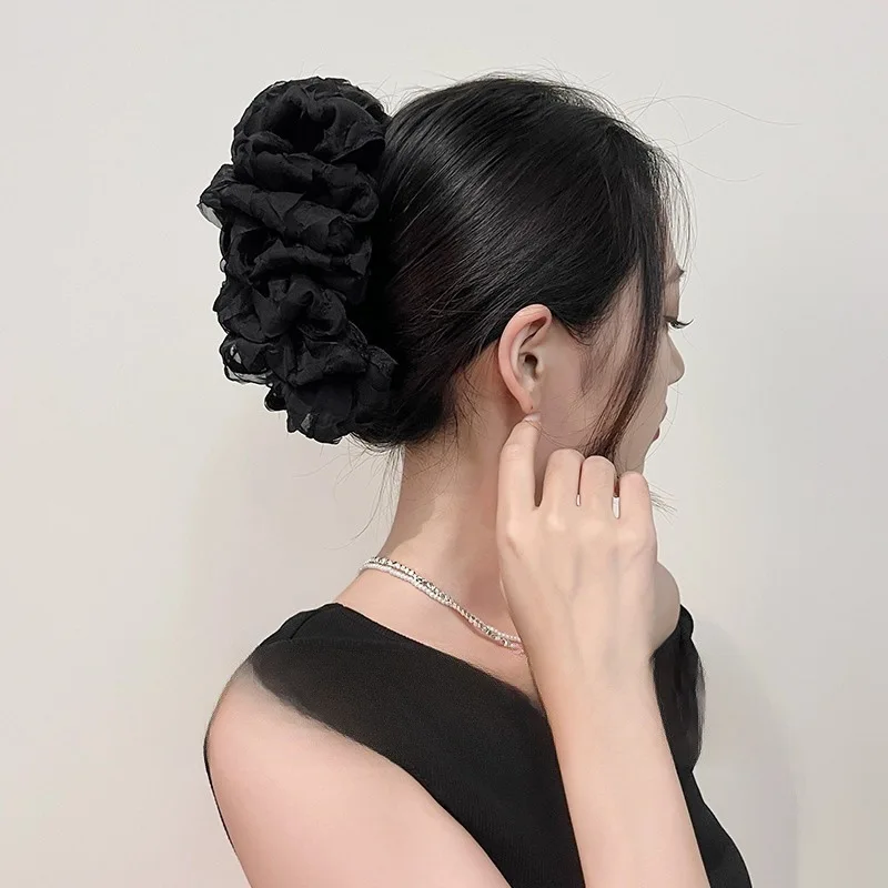 Elegante Chiffon Blume Bogen Haar Klaue Für Frauen Süße Große Hai Haar Clip Krabben Haarnadel Hairgrip Kopfbedeckung Mädchen Haar Zubehör – Detail 17