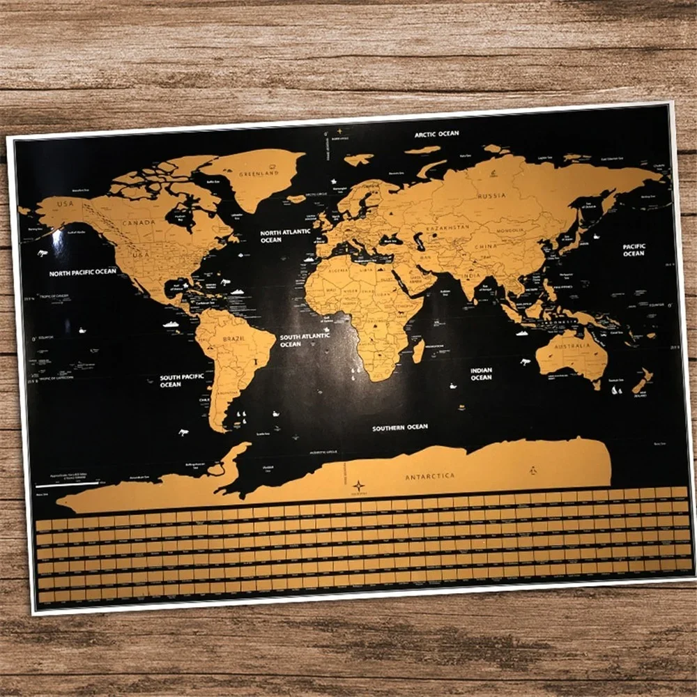 Deluxe Personalized World Scratch Off Maps - Top Travel Maps Wall Art Posters and Prints with Your Own Travel Memories and Notes