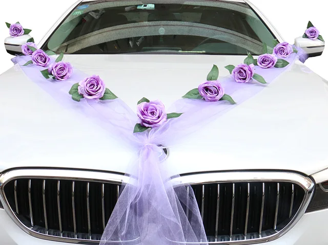 Hochzeit Auto Vorderseite Blume Dekoration Künstliche Blumen mit Band Braut  Auto Dekorationen Party-Events Zubehör - AliExpress