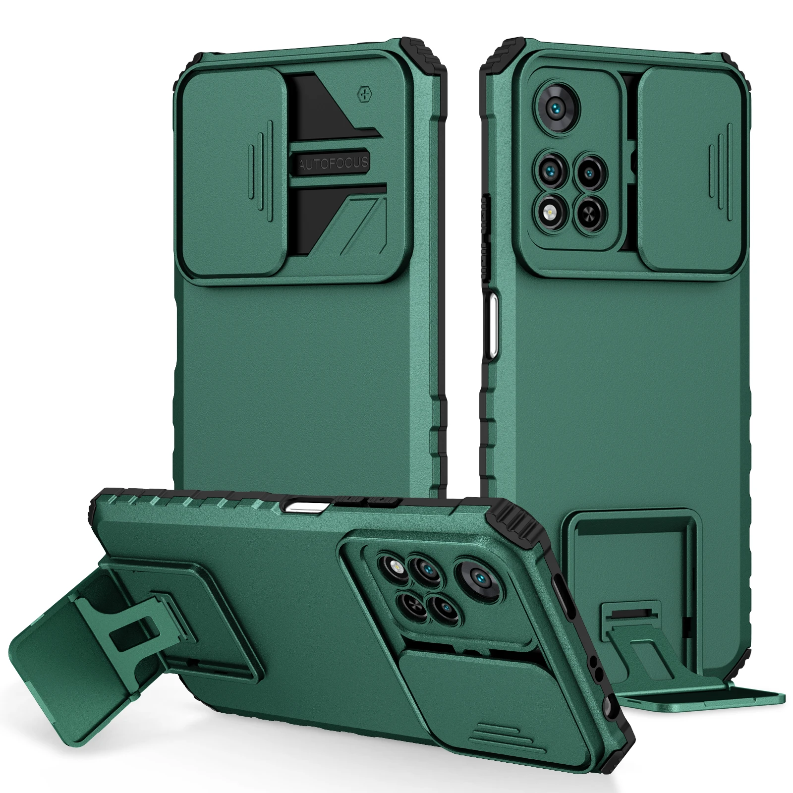 Enhanced Shockproof Case with Slide Camera Lens Protection & Stand Function