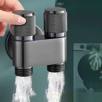 ห้องน้ํา Bidet Sprayer วาล์วสามเหลี่ยม 1 ใน 2 คู่ควบคุมก๊อกน้ํา G1/2 สวิทช์หมุนหัวฝักบัวเครื่องซักผ้าเครื่องซักผ้าวาล์ว 2