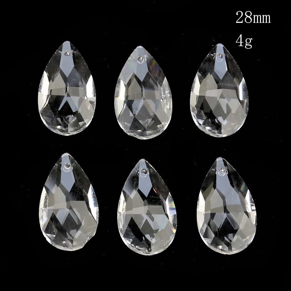 10PC Clear Tear Drop Glass Crystal Faceted Prism Chandelier Parts Sun Catcher Jewelry Crafts Lucky Light Feng Shui Hanging Decor crystal sun catcher chandelier crystal drops