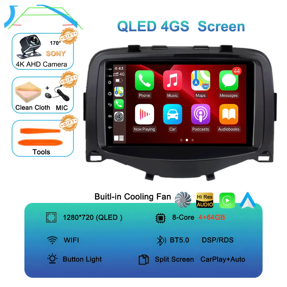 RoverOne® Autoradio GPS Bluetooth Pour Peugeot 107 Citroen C1 Toyota