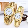 Man Women Couple Wrist Watches Stainless Steel Band Alloy Lovers Business Quartz Movement Wristwatch Elastic Strap Band Watch 4