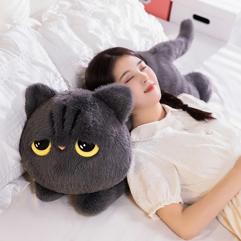 Peluche Gatto Nero Morbido Con Occhi Grandi - Cuscino Decorativo Per Divano, Letto O Regalo - Foto 11