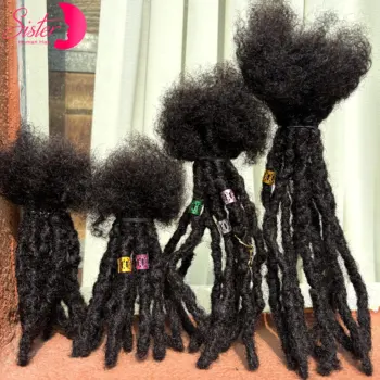 Natural Inter Loc Extensions Human Hair 0.6cm 4-8 Inch Width Full Handmade Dreadlock Extensions for Men Women Kids Can Be Dyed 1