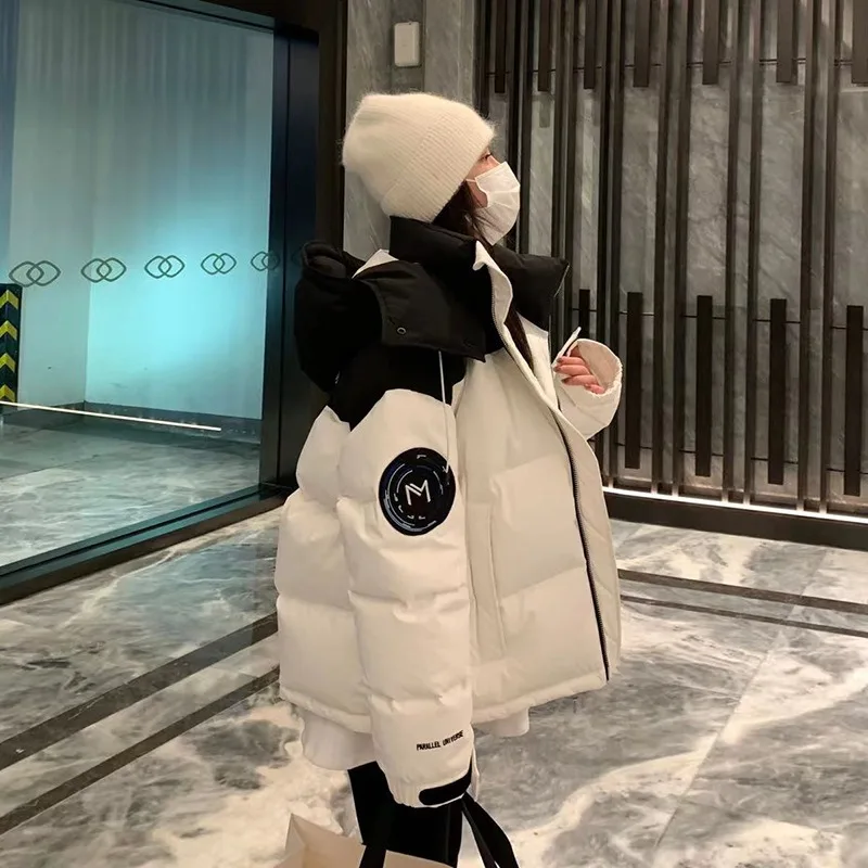 New Women White Duck Down Jacket Winter Coat Female Loose Large Size Parkas Short Warm Thick Outwear Fashion Hooded Overcoat