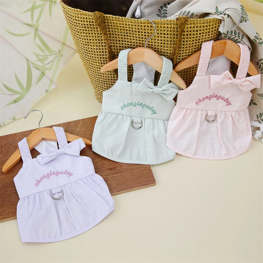 Spring Summer Pet Dog Sling Dress Letter Pattern Small Dogs Clothing Puppy Skirt Chihuahua Pet Costumes Apparel