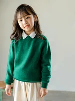 Children's Winter Basic Model Pure Wool Thick O-neck Pullover Boys Girls Kid 100% Au Merino Sweater Solid Teenager Tops Jumper 1