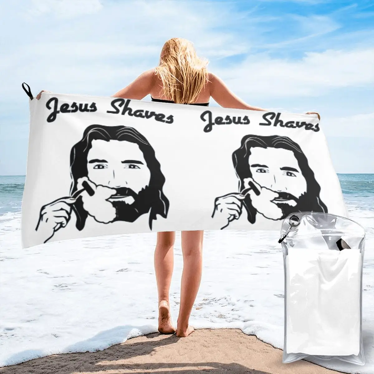Jesus Shaves Asciugamano Ad Asciugatura Rapida Cult Da Donna Casual Graphic Home Leggero Divertente Novità Telo Mare