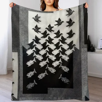 Sky and Water II Throw Blanket – Giant Sofa & Bed Linens Inspired by M.C. Escher 1