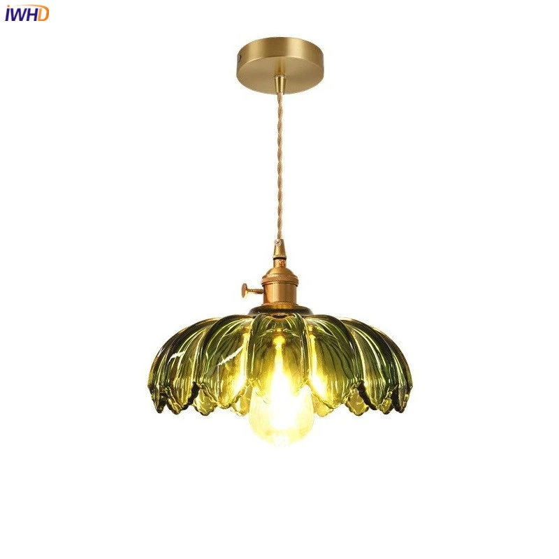 IWHD lámparas colgantes LED de cristal verde Vintage, de para el hogar, dormitorio, sala de estar, lámpara colgante Industrial de estilo Loft| | - AliExpress