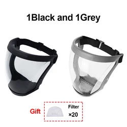 Enhanced Full Face Reusable Splash Protection Mask with Anti-Fog and Dustproof Features (Black and Grey)