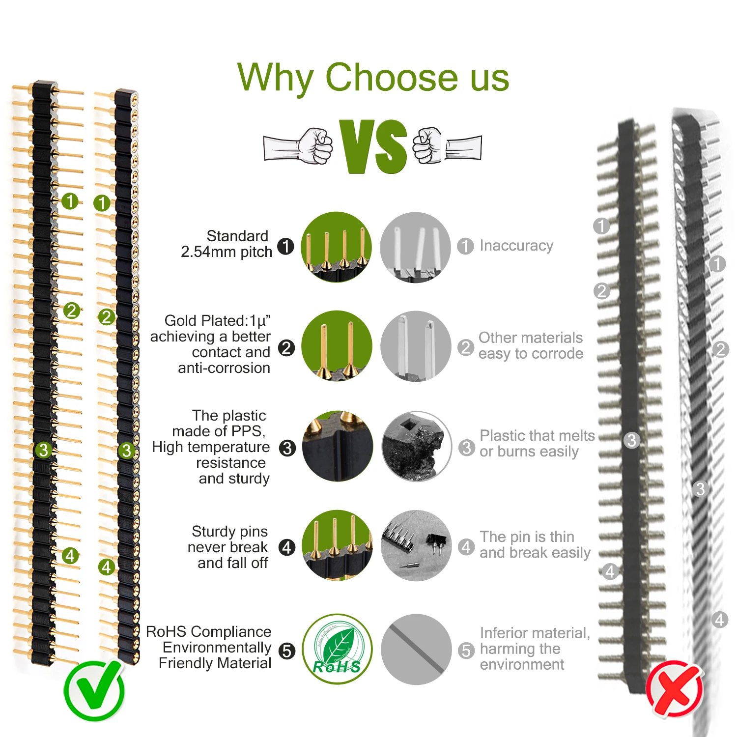 Male Female Round Single Row 40 Pin Header 2.54mm Breakable Pitch Stacking Connector Strip For Arduino PCB Socket Board 40pin For pin header,pcb connector