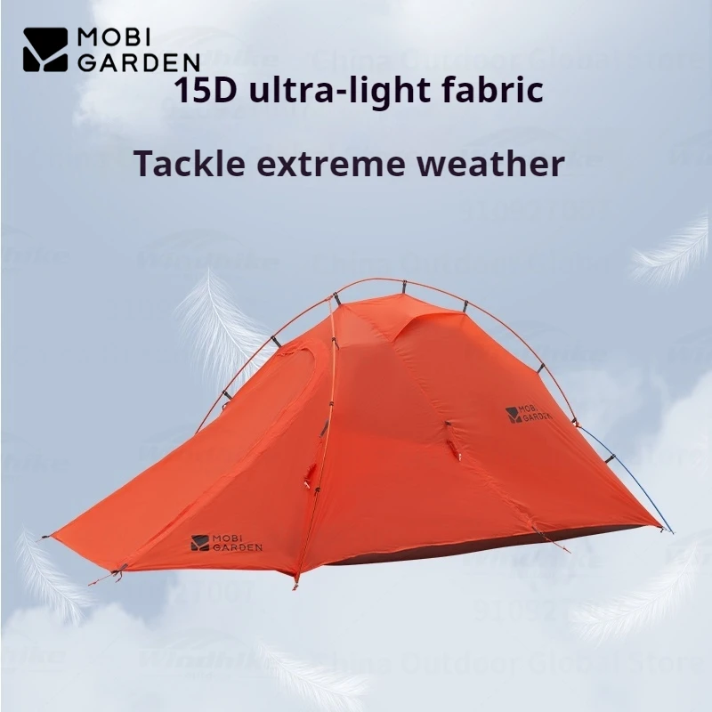 Ultralight camping Tent MOBI GARDEN 1/2 Person Outdoor hiking Travel Backpack Single Double Tent 15D 20D 30D 68D Nylon Portable Camping Tent Portable Tent
