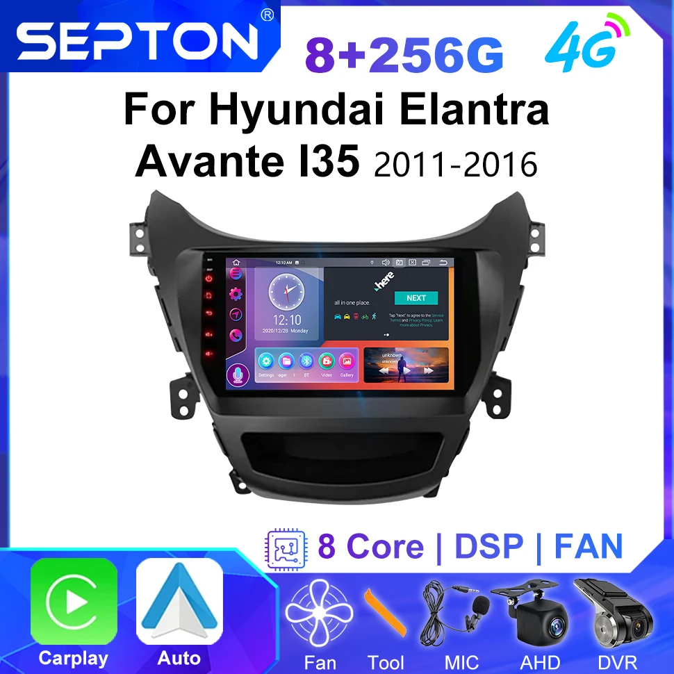 

SEPTON Android Car Stereo Radio For Hyundai Elantra Avante I35 2011-2013 2014 2015 2016 Multimedia Player CarPlay Navi GPS 2Din