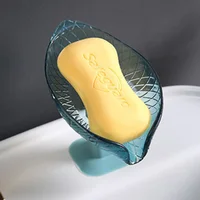 Leaf Shape Soap Box Drain Soap Holder Box Bathroom Shower Soap Holder Sponge Storage Tray Creative Sucker Water-free Storage Box 6