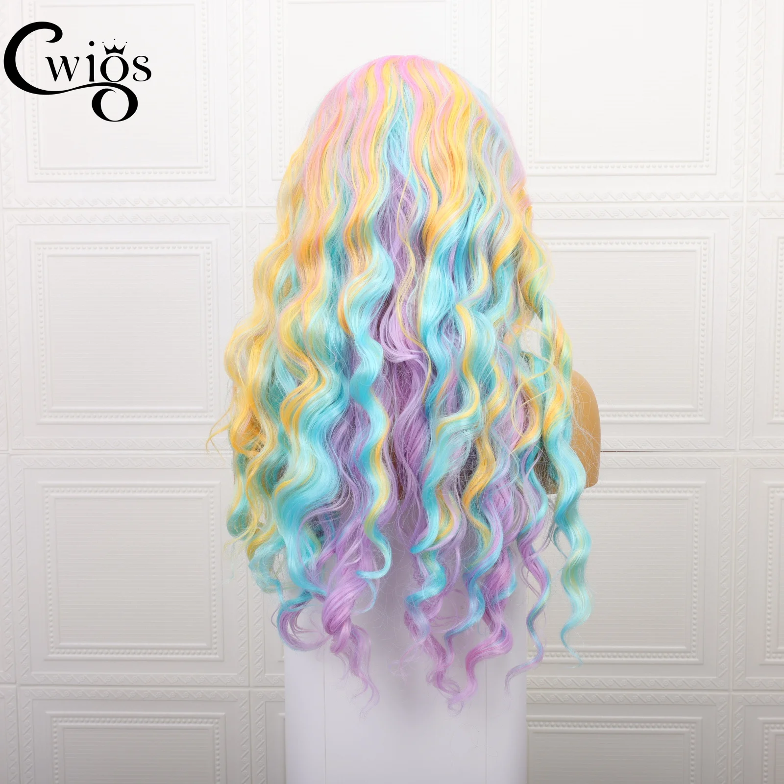 Rainbow Multi-color Wig Look Like Human Hair 13*3 Transparent Pre-Plucked Hairline Futura Synthetic Lace Front Wigs