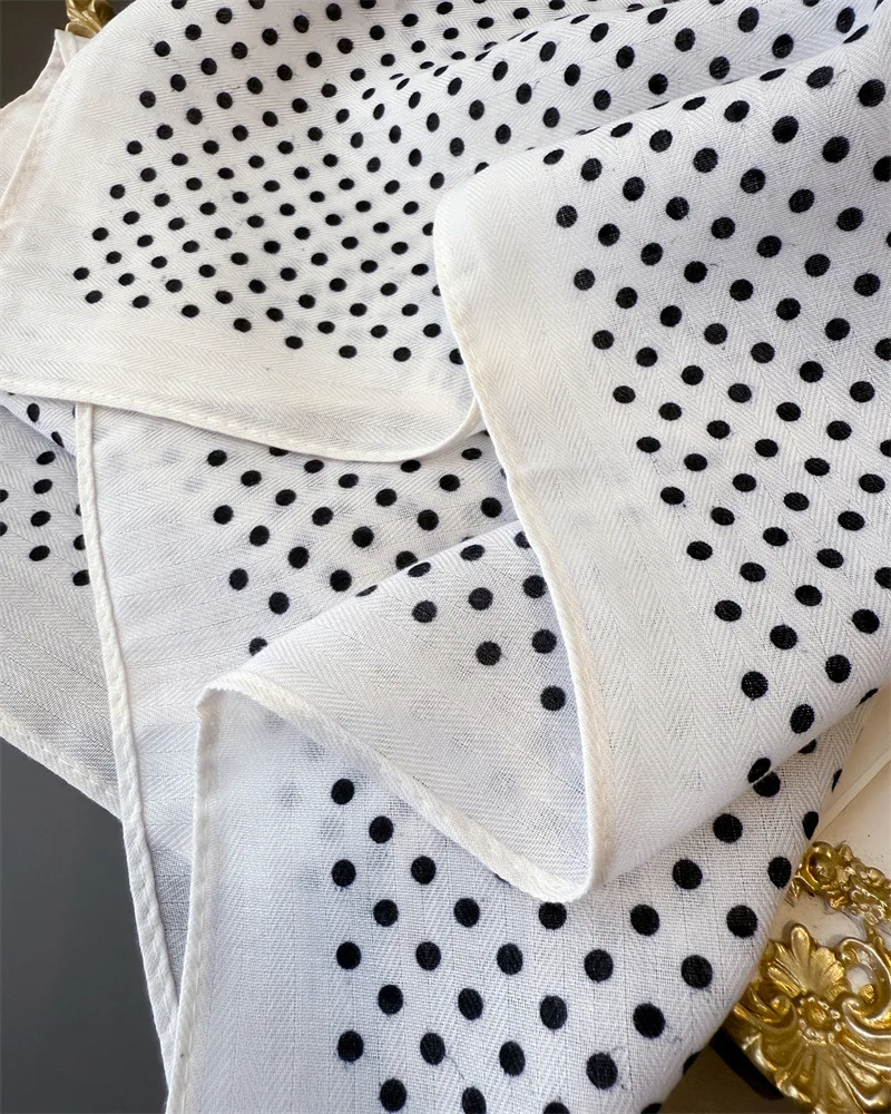 65*65cm Mode Polka Dot Kopf Schal Frauen Baumwolle Fühlen Hijab Frühling Herbst Wraps Platz Foulard Bandana Halstuch kopftuch – Detail 4