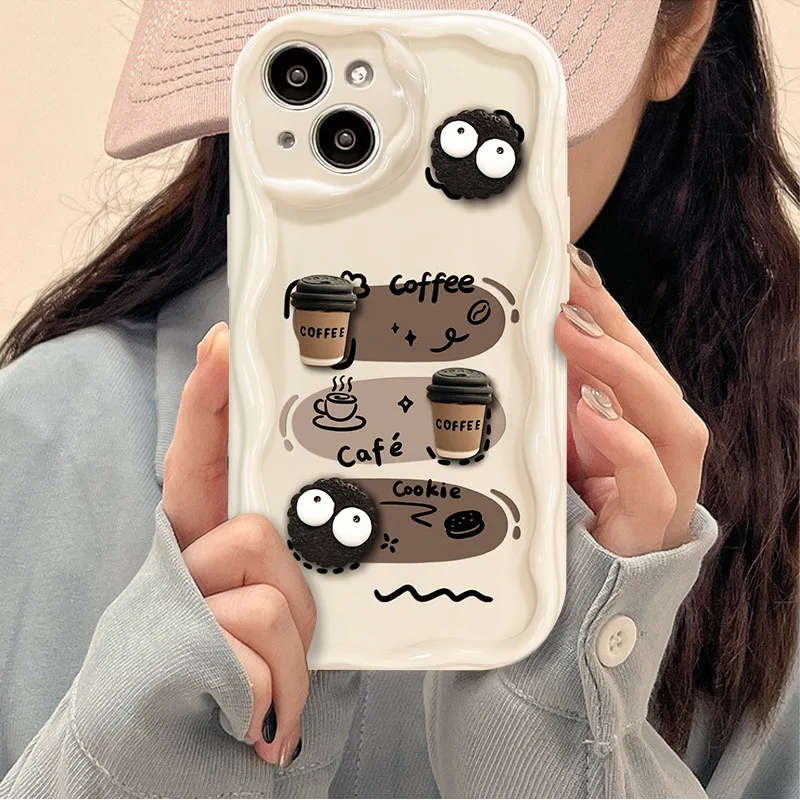 Charming 3D Cute Coffee Briquette Phone Case – Stylish Protective Cover