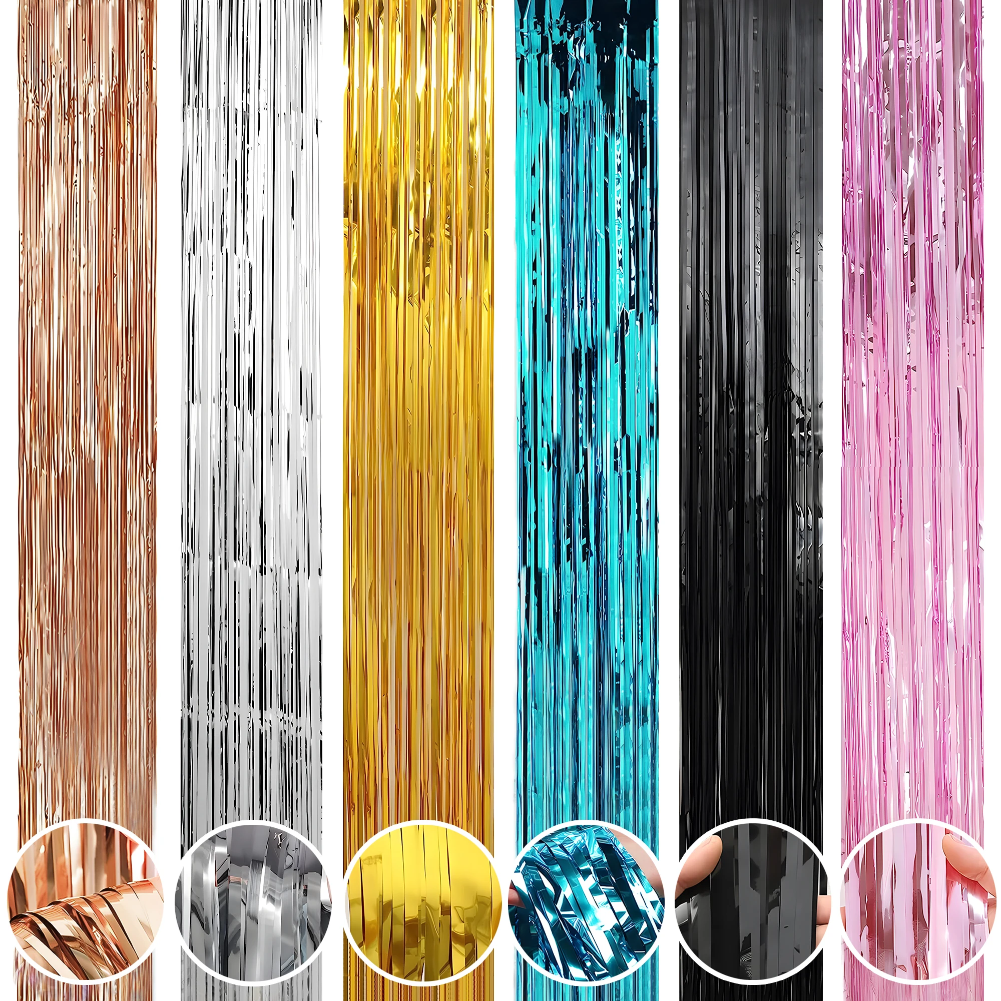Foil Fringe Curtains Party Glitter Tinsel Streamer Background Decorations For Wedding Birthday 1mx2.44 m
