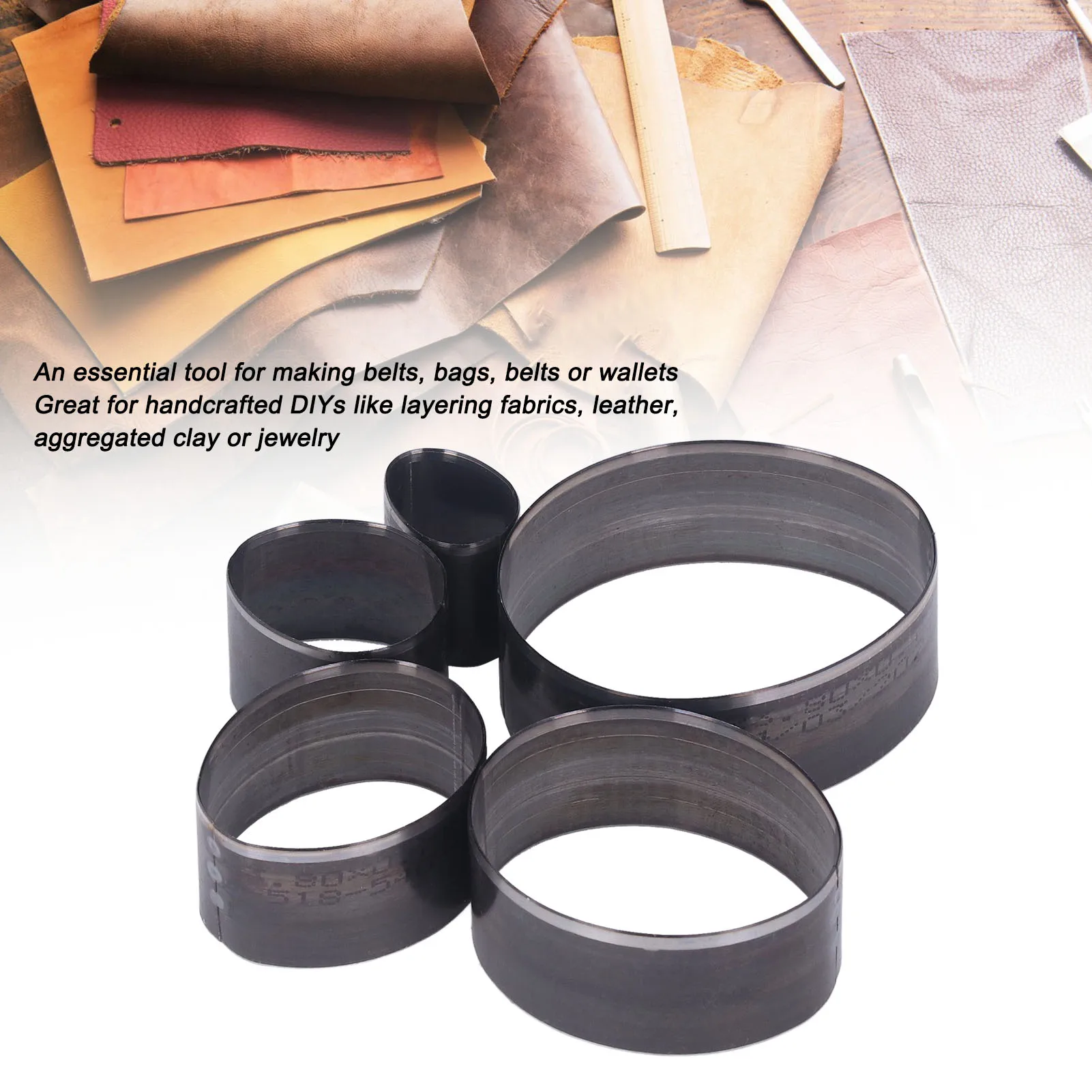 5PCS Leather Die Cutter Egg Shape Oval 20‑60mm Punching Die Set 5 Different Sizes High Carbon Steel Leather Cutting Dies