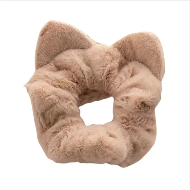 1pc Herbst und Winter Neue Plüsch Fleece Dickdarm Haar Ring Einfache Katze Ohren – Detail 4