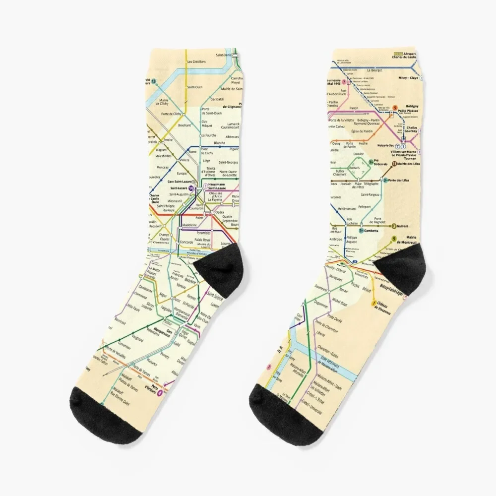 

Paris, France Metro Subway Tube Underground Map Socks luxury Non-slip Boy Socks Women's