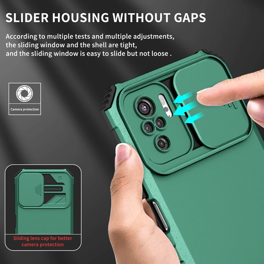 Slide Camera Armor Phone Case with Plastic Holder and Hard Cover Protection