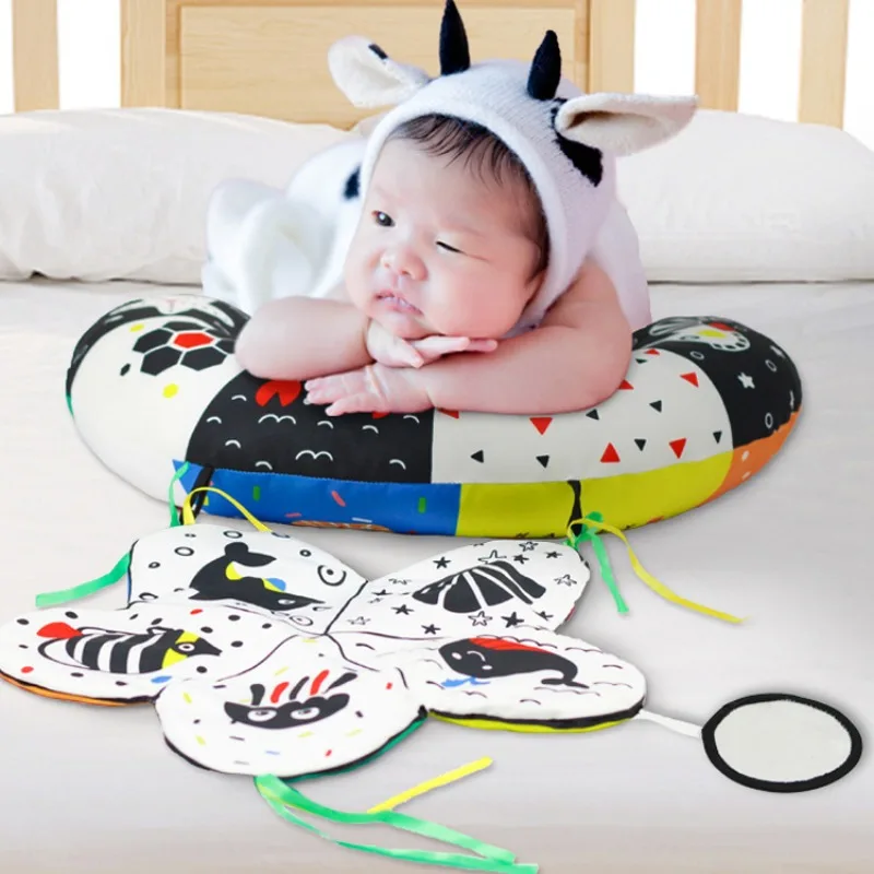 Baby Black And White Tummy Time Pillow Toy Newborn Head Up Training Pillow High Contrast Double-Sided Sensory Lying Pillow 2