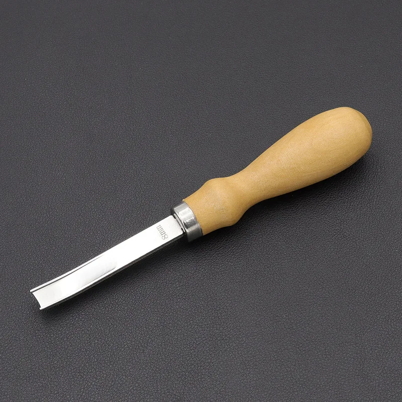 Leather Thin Wide Shovel leather skiving knife leather cutting knife leather tool leather working tools leather cutting tool craft cutting tool craft cutting blade DIY Manual Drum Section Peeling Edge Processing Tool Solid Wood Handle Sharp Blade