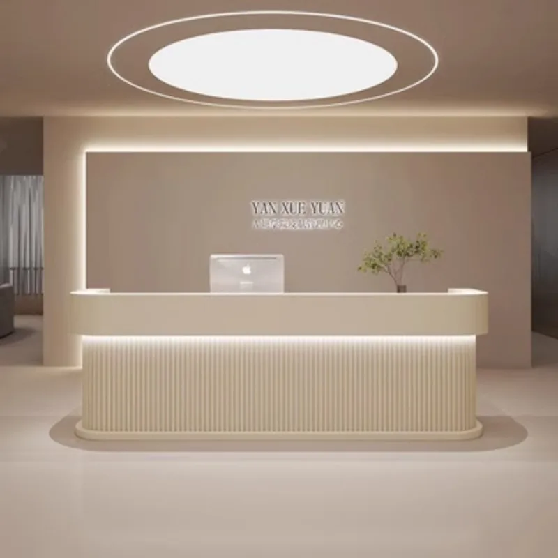 

Beauty Reception Desk Coffee Podiums Siting Bar Wooden Service Desk Gaming Vanity Cash Register Tableau Entreprise Furniture