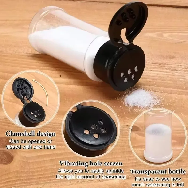 Salt Pepper Shakers 20/1PCS Clear Plastic Spice Bottle Pepper Shaker Lids Salt Seasoning Jars Barbecue Condiment Bottles Kitchen Accessories