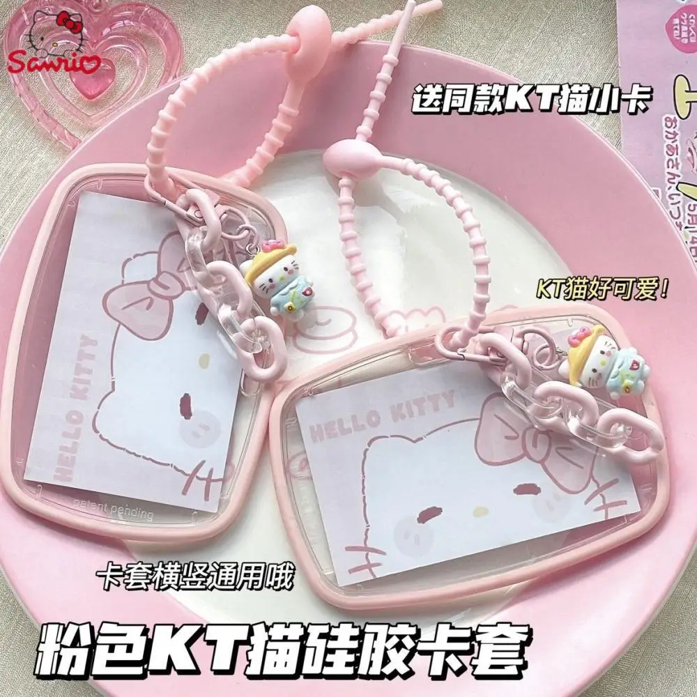 

Kawaii Hello Kittys Sanrio Stationery Cartoon Cute Student Silicone Card Holder Meal Card Bus Card Id Card Cartoon Children Gift