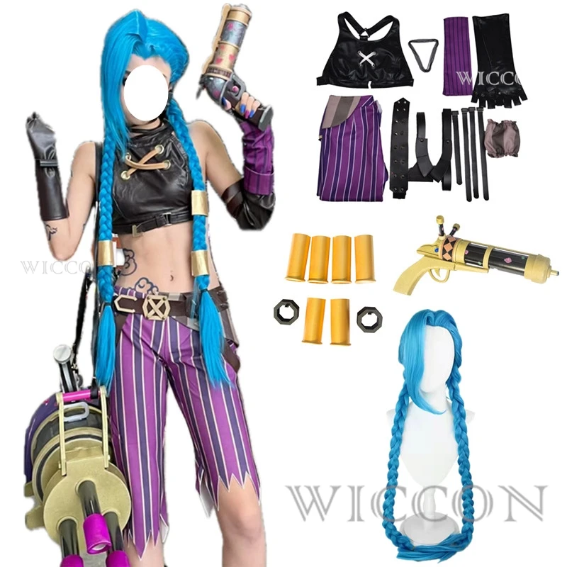 

Anime Game LOL Arcane Cosplay Costume Crit Loli Jinx Cosplay Loose Cannon Cosplay Outfit Shoes Wig Sexy Women Carnival Costume