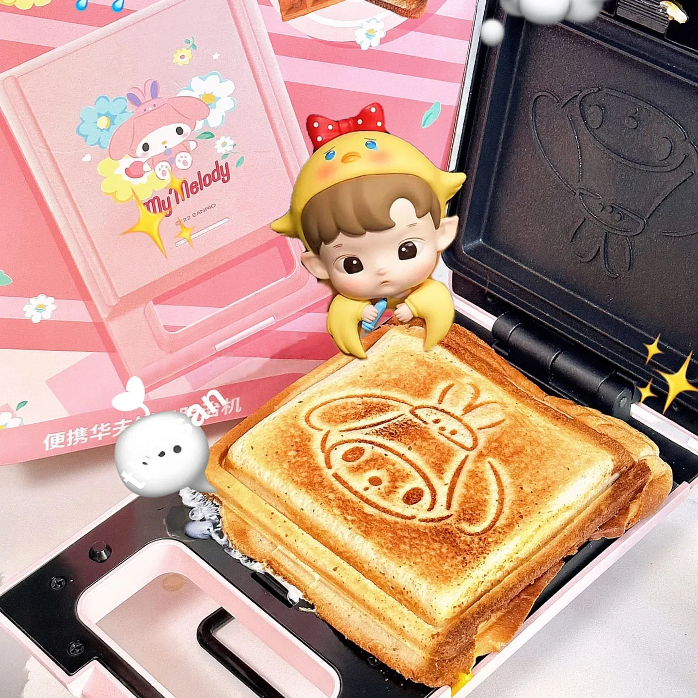 

Sanrios миниатюрная электрическая вафельница аниме Melody Cinnamoroll, портативная машина для сэндвичей и завтрака, многофункциональная машина для выпечки тортов