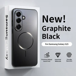 Luxury Slim Plating Glossy Matte Hard Case with Soft Silicone Frame & Magsafe Compatibility - Galaxy S23+ (Black)