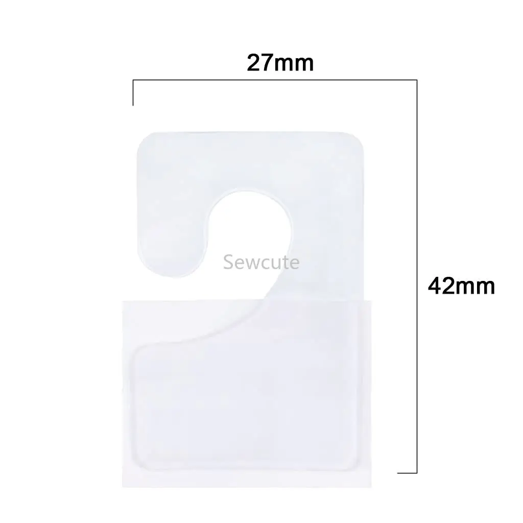 100pcs 명확한 자기 접착제 교수형 탭 후크 플라스틱 디스플레이 핸드 탭 대형 둥근 구멍 Pegboard 교수형 탭 접는 탭