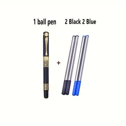 Elegant Smooth - Writing Luxurious Ballpoint Pens - Set of 5 (Bright Black)