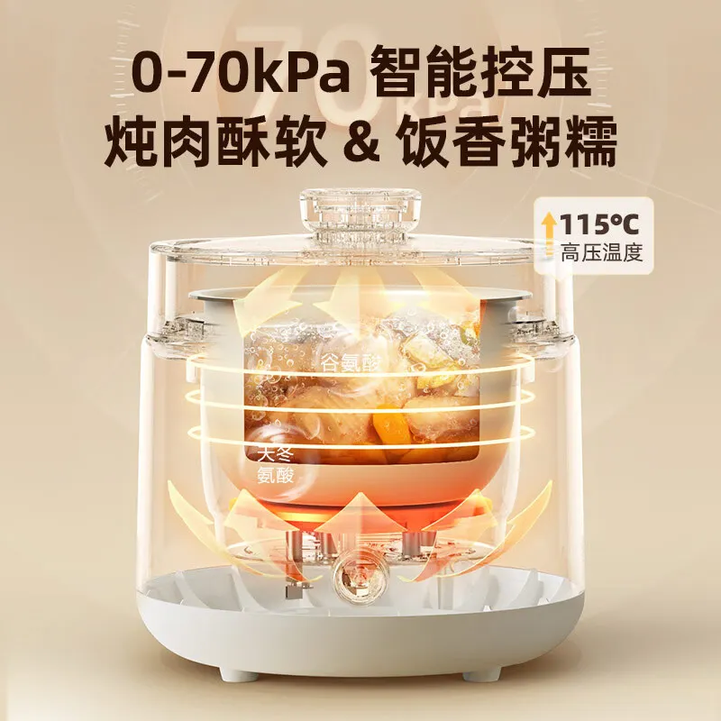 Electric Pressure Cooker Household 2L Intelligent Pressure Cooker Multifunctional Double-bladder One-key Relief Exhaust