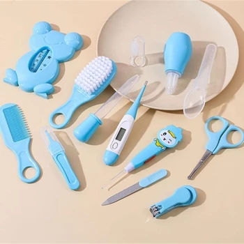 J15U 13 Pieces Baby Care Set Newborn Hair Comb Nails Trimmer Manicure Scissor Nasal Aspirator and Brush Tools Accessories