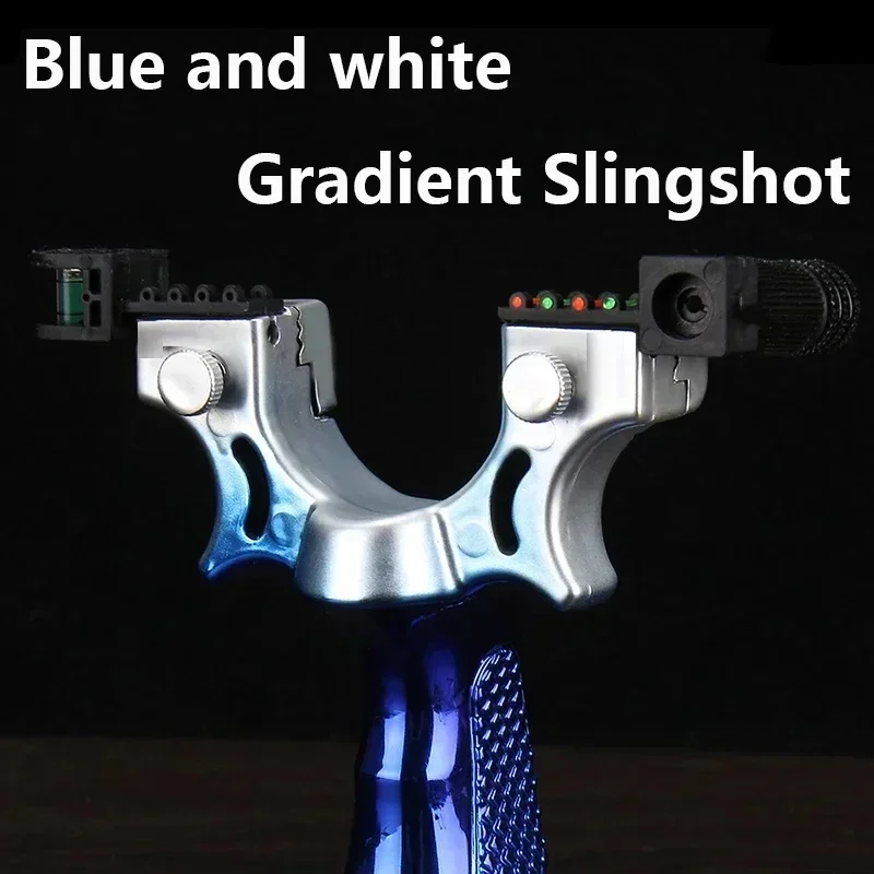 Laser Aiming Slingsshot Anti Slip Gradient Blue Slingshot Outdoor Hunting Shooting Rubber Band Steel Ball Practice Package