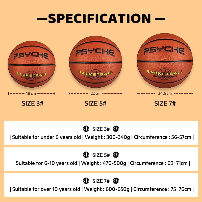 Basketball Ball Size 3 Size 5 7 Kids Youth Adult (With Free Pin、 Net、Pump)