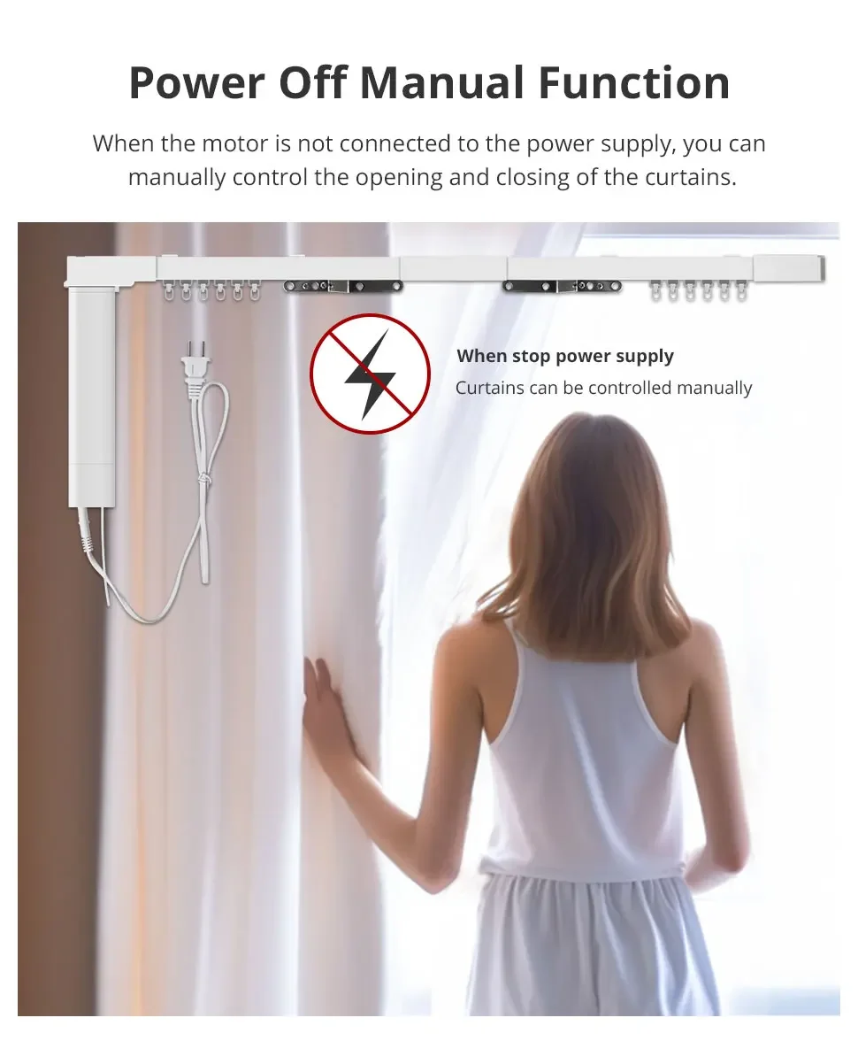 Matter WiFi Smart Electric Curtain Motor with Sliding Track Allow HomeKit SmartT