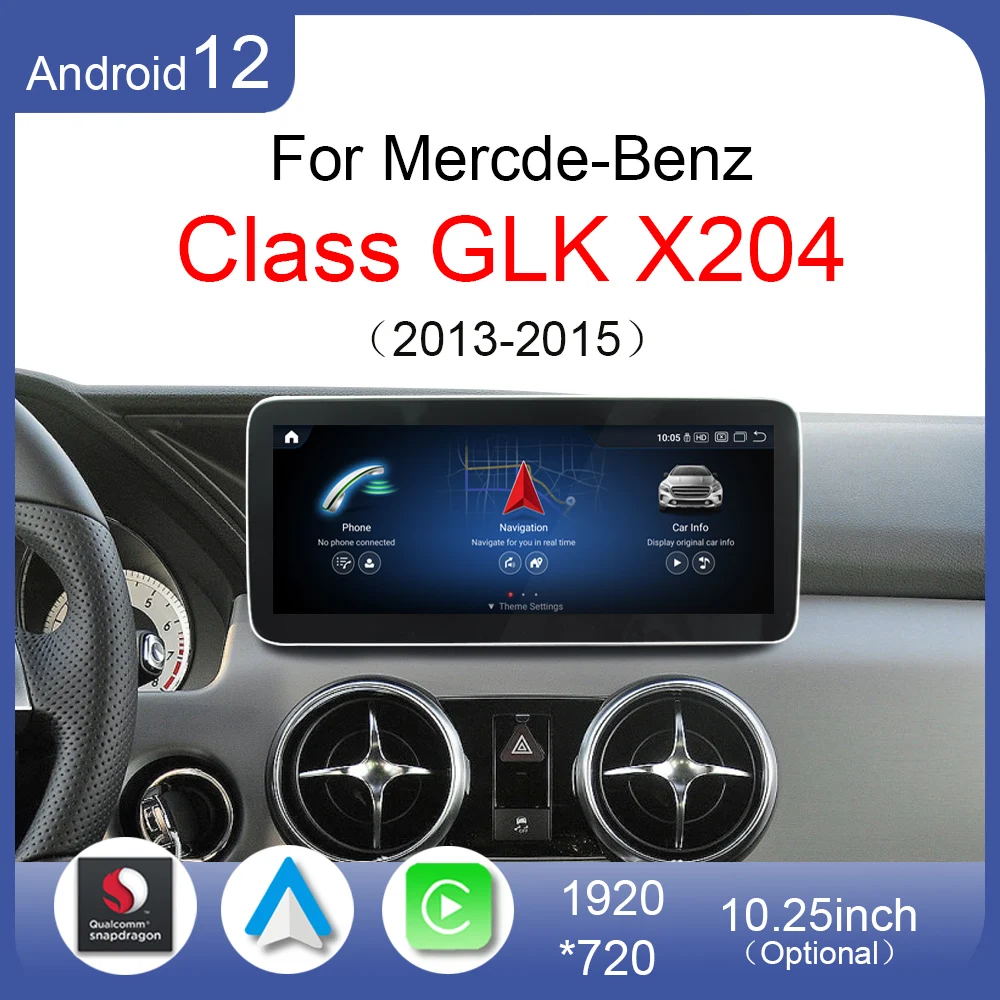

Qualcomm Android12 CarPlay Auto Car Radio GPS Navigation Multimedia Screen For Mercedes Benz Class GLK X204 GLK300 2013 to 2015