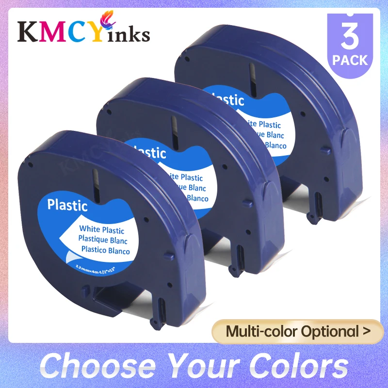 

KMCYinks, 3 шт., 91201, 91200, 12 мм, черно-белая, совместимая с пластиковой лентой DYMO Letratag LT 91331 LT91201 12267 18769, 18771, Φ