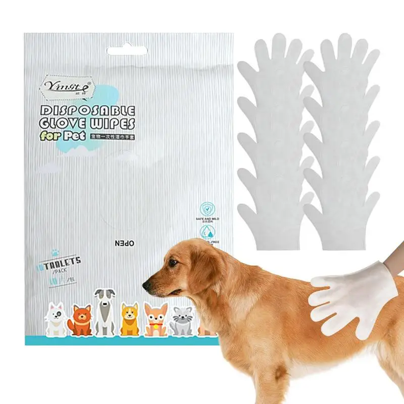 new 10pcs Pet Disposable Gloves Dog Bath Cleaning Wipes Mild Deodorizing Full Body Special Cleaning Gloves Cat Grooming Supplies